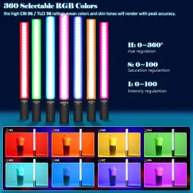 Soonpho 744173507460 P20 Rgb Led Video Light Wand Kit With 2-pack 4400mah Battery Handheld Photog #3