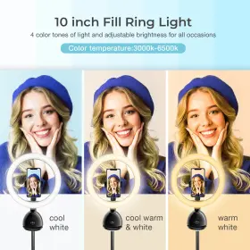 Sopownic 629722456522 Auto Face Tracking Phone Holder And Tripod With Selfie Ring Light No App Required #3
