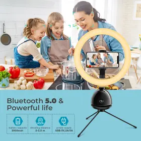 Sopownic 629722456522 Auto Face Tracking Phone Holder And Tripod With Selfie Ring Light No App Required
