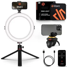 Squatz 842893155630 8ftft Small Ring Light For Desk With Stand And Holder - 360 Rotating S