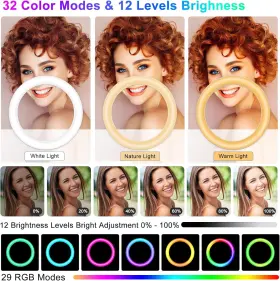 Stally 705353223099 10.2 Inch Ring Light With Stand 75 Tall Phone Holder And Wi #2