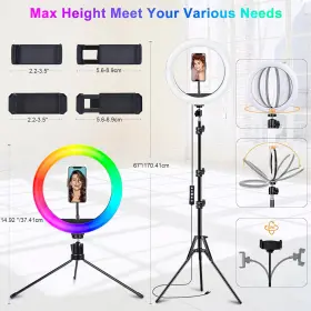Stally 705353223099 10.2 Inch Ring Light With Stand 75 Tall Phone Holder And Wi #3