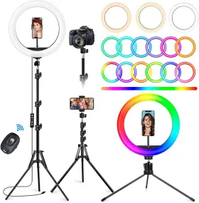 Stally 705353223099 10.2 Inch Ring Light With Stand 75 Tall Phone Holder And Wi