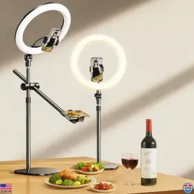 B0bghxr9g1 Stanley Overhead Phone And Camera Mount With 10.5 Inch Ring Light For Video Zoom Calls