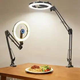 Stjiatu 36c001 Magnetic Overhead Phone Mount With 10 Inch Ring Light 5000mah Flexible Articulat