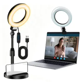 Dkrl0abk Sulisais Desk Ring Light With Stand Video Conference Lighting Clip F
