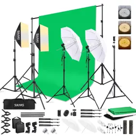 Susb-01 Sumajuc Photography Lighting Softboxes Kit With 8.5x10ft Backdrop Stands 5 Tripod Sta