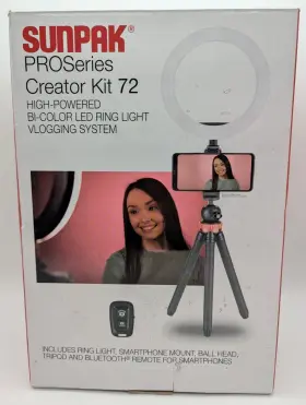 056-04-8251 Sunpak Proseries Creator Kit 72 Bi-color Led Ring Light Vlogging - Black