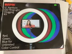 Sunpak 090729614824 - 12 Inch Rainbow Ring Light Vlogging Kit With Wireless Controller