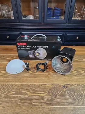 Cob-40 Sunpak 090729615463 Cob Led Video Light Bi-color 40w Rechargeable Lightweight Portable