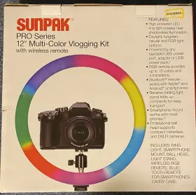 86280330 Sunpak Pro Series 12 Inch Multi-color Vlogging Kit - Rgb Ring Light Tripod Remote