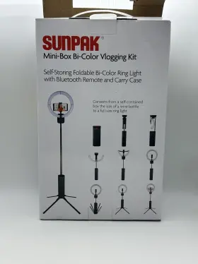 Vgc-led136-10mb Sunpak Mini Box Self-storing Collapsible Bi-color Vlogging Kit Black