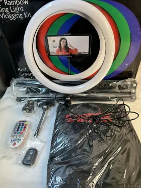 Vl-led144-12rgb Sunpak 12 Inch Rainbow Ring Light Vlogging Kit - Red Green Blue