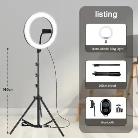 Supreme-goodsoutlet 445020021018 10 Inch 26cm Led Selfie Ring Light Photography Video Ringlight Phone Stand Tri