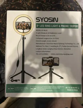 Syosin Sy-rl03 8 Inch Led Ring Light With Tripod Mount Phone Holder Usb 80