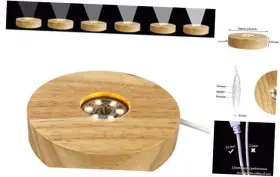 Ac-02 Syovalumi Mintso Elegant Wooden Led Light Stand With Adjustable Brightness 4 Inch