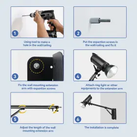 Ls05 Takerers Open Box - Ring Light Wall Mount Save Space 180 Flexible Rotation #3