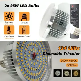 Tecdigbo 725188356397 95w Softbox Lighting Kit Photography Studio Light E27 6500k Dimmable Bulbs E #2