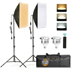 Tecdigbo 725188356397 95w Softbox Lighting Kit Photography Studio Light E27 6500k Dimmable Bulbs E