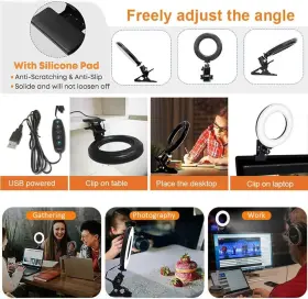 Technology 445018219243 Ring Light 5ftft Usb Portable Lighting 3200k-6500k Dimmable Led Clip On Computer M #2