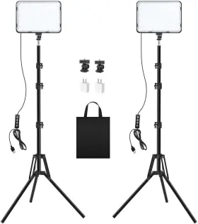 Tinpops 762715138446 2 Pack Photography Video Lighting Kit Led Light With 62ftft Tripod Stand