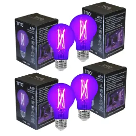 Tito-bl-a19-6w Tito 4 Pack E26 A19 Filament Led Black Light Bulbs Uva 395nm 6w Blacklight B