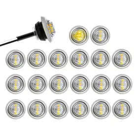 Tmh 757347529526 Pack Of 20 3/4 Inch Mount Clear Lens Amber Led Stainless Ring Cover G