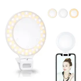 Ea0005wh Tomanwai Selfie Ring Light Clip On Touch Control Rechargeable 800mah 60 Led