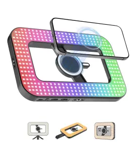 S4rgb Toneof Double-sided Magnetic Phone Ring Light With Mini Tripod Stand 448 Led 6000mah