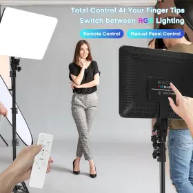 Topdirect 313091495489 14 Inch Rgb Led Video Light Panel With Remote Control Stand Kit 2 Packs #3