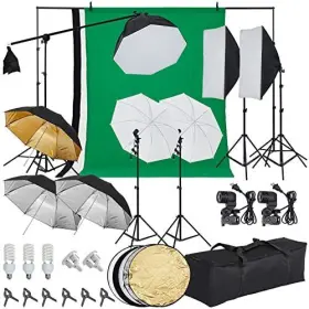 Towallmark 196336627339 Photography Lighting Kit With Backdrops 8.5ftx10ft Backdrop Stand 5 Tripod