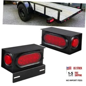 Traberm Tra-016r 2pcs Steel Trailer Light Box Housing Kit With 6 Inch Oval Led Tail