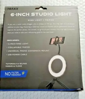 Traxx 922346550065 6 Inch Ring Light Tripod Universal Phone Mount Selfies Videos Vlogs Social Media #2