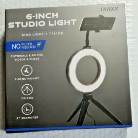 Traxx 922346550065 6 Inch Ring Light Tripod Universal Phone Mount Selfies Videos Vlogs Social Media