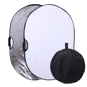 F60x90cm Trumagine 2-1s&w Portable Photography Silver And White Reflector Collapsible 2-in-1 Oval Refle