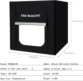 Ms60-f Trumagine Photo Light Box Photography 24 Inch X24 Tabletop Dimmable Led Cube Shooting T #2