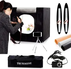 Ms60-f Trumagine Photo Light Box Photography 24 Inch X24 Tabletop Dimmable Led Cube Shooting T