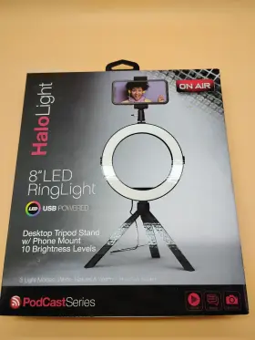 7667 Tzumi On Air Halolight 8 Inch Led Ring Light And Tripod Stand Usb Powered New Sealed