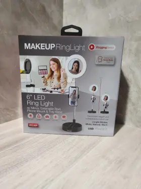8009 Tzumi Make Up Ring Light With Mirror And Phone Holder