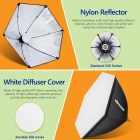 Ubeesize 840322301511 Softbox Photography Lighting Kit Continuous With 30 Inch X Refl #2