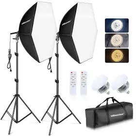 Ubeesize 840322301511 Softbox Photography Lighting Kit Continuous With 30 Inch X Refl