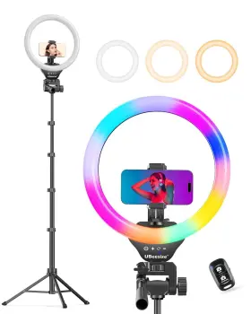Ubeesize 840322304222 12ftft Rgb Selfie Ring Light With 62 Tripod Stand For Video Recording Live St