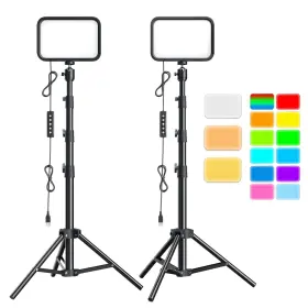 Ubeesize 840322305946 2-pack Rgb Photography Lighting Studio Lights With Adjustable Tripod Stand A