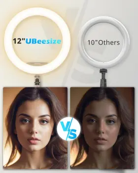 Ubeesize 840322306035 12 Inch Desk Ring Light With Stand And Phone Holder Overhead Mount For Vid #3