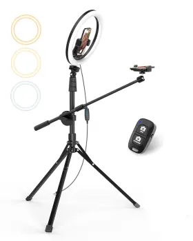 Ubeesize 840322306042 12 Inch Selfie Ring Light With Stand And Overhead Phone Mount 62 Foldable Tripo