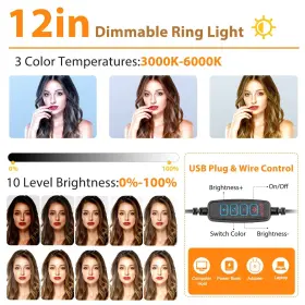 Ubeesize 850038078393 12.2 Inch Ring Light With 62 Selfie Stick Tripod Led Stand And #3