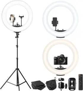 Ubeesize 909291912402 22ftft Ring Light With 72ftft Stand 65w Large Phone Holder