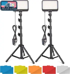 Tcb001 Ubeesize Video Lighting Kit Led Panel Tripod 10%-100% Dimmable Professional