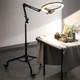 Ub-ldhl12bk Ubeesize Pro Led Ring Light Tripod With Phone Holder And Casters Adjustable Overhead Ph