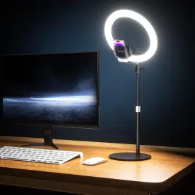 Ub-zmd121bk Ubeesize 12 Inch Desk Ring Light With Stand And Phone Holder - Adjustable Studio For P